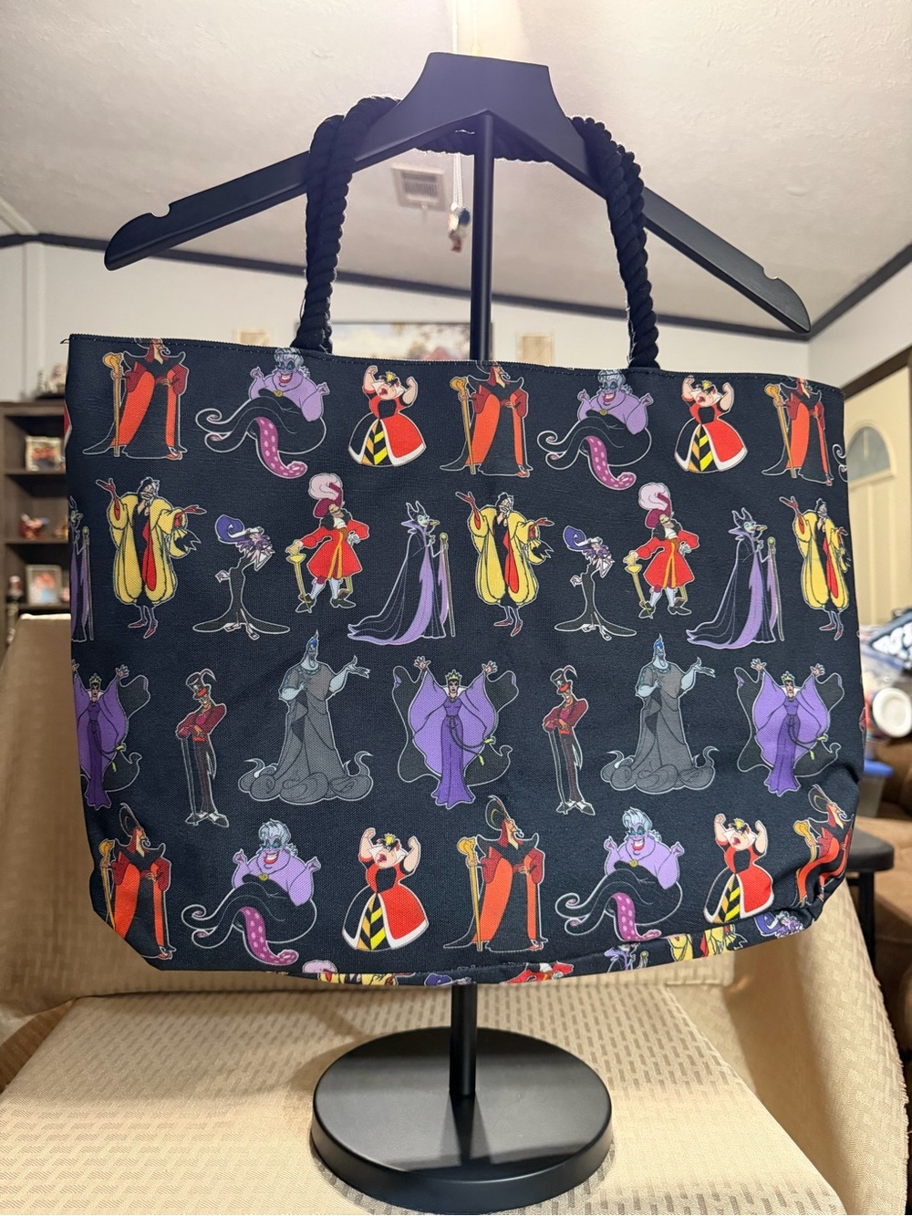 Disney Villains Pattern Black Tote Bag